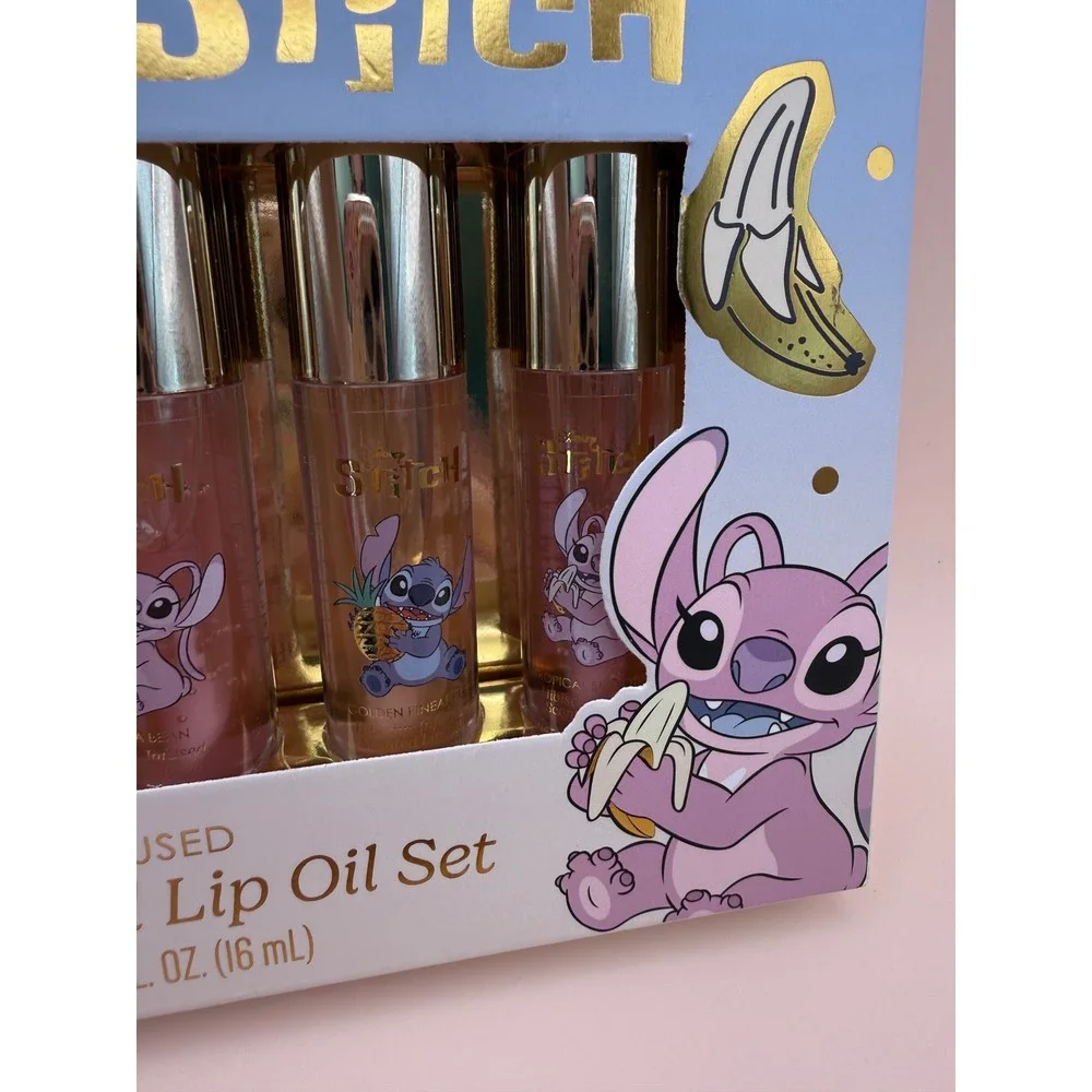 Disney Stitch Hibiscus Infused Scented Lip‎ Oil Set 4pc Taste Beauty New